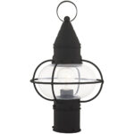 1 Light Black Outdoor Post Lantern Pendant Lighting Fixture with Clear Glass Shade-Lighting LumensLantern