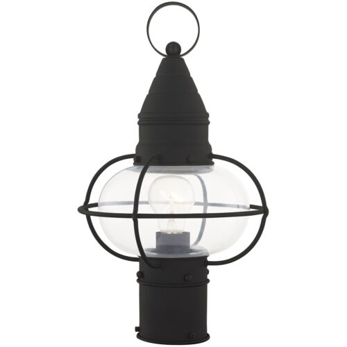 1 Light Black Outdoor Post Lantern Pendant Lighting Fixture with Clear Glass Shade-Lighting LumensLantern