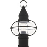 1 Light Black Outdoor Post Lantern Pendant Lighting Fixture with Clear Glass Shade-Lighting LumensLantern