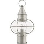 1 Light Brushed Nickel Outdoor Post Lantern Pendant Lighting Fixture with Clear Glass Shade-Lighting LumensLantern