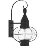 11 inch 1 Light Black Outdoor Wall Lantern Pendant Lighting Fixture with Clear Glass Shade-Lighting LumensLantern