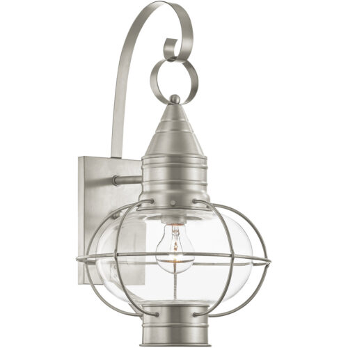 11 inch 1 Light Brushed Nickel Outdoor Wall Lantern Pendant Lighting Fixture with Clear Glass Shade-Lighting LumensLantern