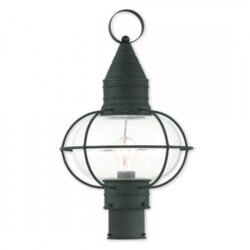 1 Light Black Outdoor Post Lantern Pendant Lighting Fixture with Clear Glass Shade-Lighting LumensLantern