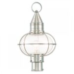 1 Light Brushed Nickel Outdoor Post Lantern Pendant Lighting Fixture with Clear Glass Shade-Lighting LumensLantern