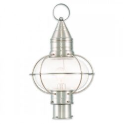 1 Light Brushed Nickel Outdoor Post Lantern Pendant Lighting Fixture with Clear Glass Shade-Lighting LumensLantern