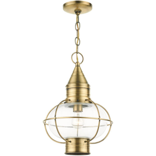 26906-01 1 Light Antique Brass Outdoor Pendant Lantern-Lighting LumensLantern