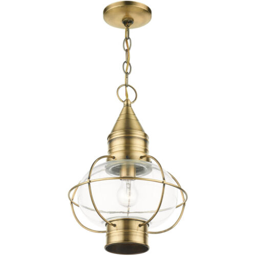 26906-01 1 Light Antique Brass Outdoor Pendant Lantern-Lighting LumensLantern