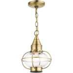 26910-01 1 Light Antique Brass Outdoor Pendant Lantern-Lighting LumensLantern