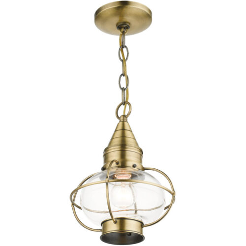 26910-01 1 Light Antique Brass Outdoor Pendant Lantern-Lighting LumensLantern