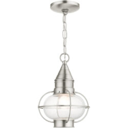 26910-91 1 Light Brushed Nickel Outdoor Pendant Lantern-Lighting LumensLantern