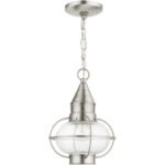 26910-91 1 Light Brushed Nickel Outdoor Pendant Lantern-Lighting LumensLantern