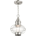 26910-91 1 Light Brushed Nickel Outdoor Pendant Lantern-Lighting LumensLantern