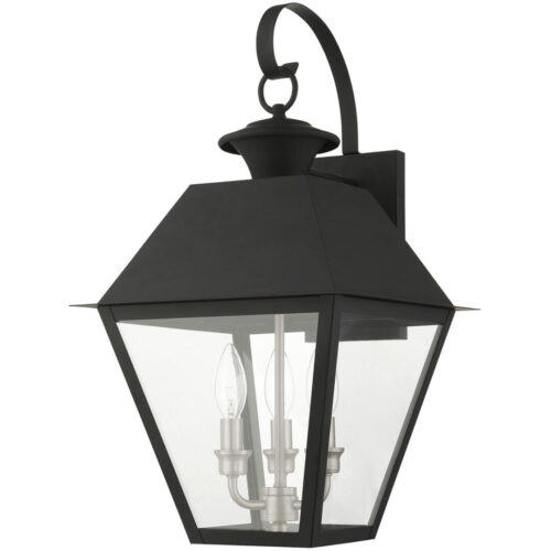 27218-04 3 Light Black Outdoor Wall Lantern-Lighting LumensLantern