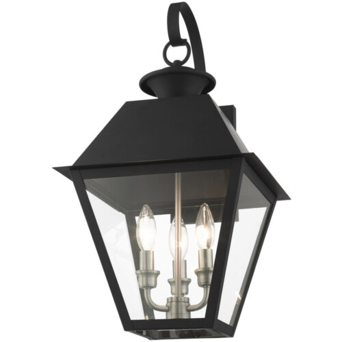 27218-04 3 Light Black Outdoor Wall Lantern-Lighting LumensLantern