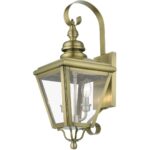 27372-01 2 Light Antique Brass Outdoor Medium Wall Lantern with Brushed Nickel Finish Cluster-Lighting LumensLantern