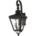 27372-04 2 Light Black Outdoor Medium Wall Lantern with Brushed Nickel Finish Cluster-Lighting LumensLantern