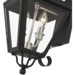 27372-04 2 Light Black Outdoor Medium Wall Lantern with Brushed Nickel Finish Cluster-Lighting LumensLantern