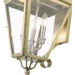 27373-01 3 Light Antique Brass Outdoor Large Wall Lantern with Brushed Nickel Finish Cluster-Lighting LumensLantern