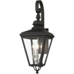 27373-04 3 Light Black Outdoor Large Wall Lantern with Brushed Nickel Finish Cluster-Lighting LumensLantern