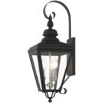 27373-04 3 Light Black Outdoor Large Wall Lantern with Brushed Nickel Finish Cluster-Lighting LumensLantern