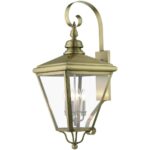 27374-01 4 Light Antique Brass Outdoor Extra Large Wall Lantern with Brushed Nickel Finish Cluster-Lighting LumensLantern