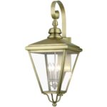 27374-01 4 Light Antique Brass Outdoor Extra Large Wall Lantern with Brushed Nickel Finish Cluster-Lighting LumensLantern