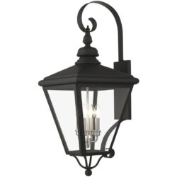 27374-04 4 Light Black Outdoor Extra Large Wall Lantern with Brushed Nickel Finish Cluster-Lighting LumensLantern