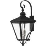 27374-04 4 Light Black Outdoor Extra Large Wall Lantern with Brushed Nickel Finish Cluster-Lighting LumensLantern