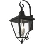 27374-04 4 Light Black Outdoor Extra Large Wall Lantern with Brushed Nickel Finish Cluster-Lighting LumensLantern