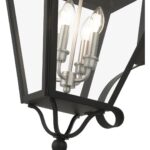 27374-04 4 Light Black Outdoor Extra Large Wall Lantern with Brushed Nickel Finish Cluster-Lighting LumensLantern