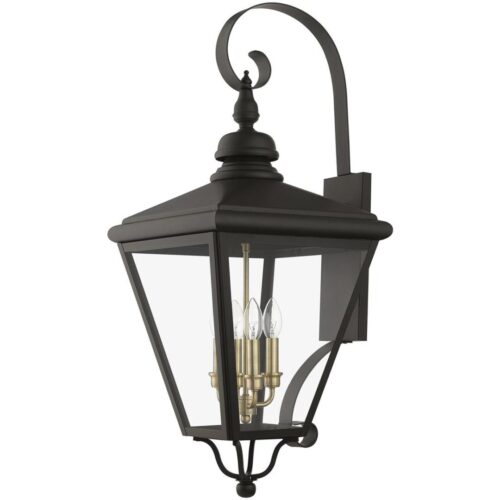 27374-07 4 Light Bronze Outdoor Extra Large Wall Lantern with Antique Brass Finish Cluster-Lighting LumensLantern