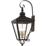 27374-07 4 Light Bronze Outdoor Extra Large Wall Lantern with Antique Brass Finish Cluster-Lighting LumensLantern