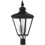 27375-04 3 Light Black Outdoor Large Post Top Lantern with Brushed Nickel Finish Cluster-Lighting LumensLantern