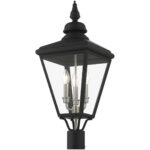 27375-04 3 Light Black Outdoor Large Post Top Lantern with Brushed Nickel Finish Cluster-Lighting LumensLantern