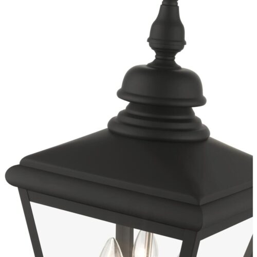 27375-04 3 Light Black Outdoor Large Post Top Lantern with Brushed Nickel Finish Cluster-Lighting LumensLantern