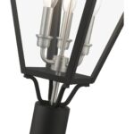 27375-04 3 Light Black Outdoor Large Post Top Lantern with Brushed Nickel Finish Cluster-Lighting LumensLantern