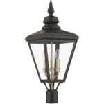 27375-07 3 Light Bronze Outdoor Large Post Top Lantern with Antique Brass Finish Cluster-Lighting LumensLantern