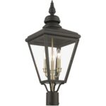 27375-07 3 Light Bronze Outdoor Large Post Top Lantern with Antique Brass Finish Cluster-Lighting LumensLantern