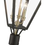 27375-07 3 Light Bronze Outdoor Large Post Top Lantern with Antique Brass Finish Cluster-Lighting LumensLantern