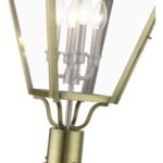 27376-01 4 Light Antique Brass Outdoor Extra Large Post Top Lantern with Brushed Nickel Finish Cluster-Lighting LumensLantern