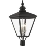 27376-04 4 Light Black Outdoor Extra Large Post Top Lantern with Brushed Nickel Finish Cluster-Lighting LumensLantern