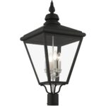 27376-04 4 Light Black Outdoor Extra Large Post Top Lantern with Brushed Nickel Finish Cluster-Lighting LumensLantern