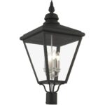 27376-04 4 Light Black Outdoor Extra Large Post Top Lantern with Brushed Nickel Finish Cluster-Lighting LumensLantern