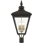 27376-07 4 Light Bronze Outdoor Extra Large Post Top Lantern with Antique Brass Finish Cluster-Lighting LumensLantern