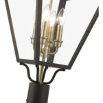 27376-07 4 Light Bronze Outdoor Extra Large Post Top Lantern with Antique Brass Finish Cluster-Lighting LumensLantern