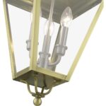 27377-01 3 Light Antique Brass Outdoor Large Pendant Lantern with Brushed Nickel Finish Cluster-Lighting LumensLantern