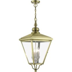 27378-01 4 Light Antique Brass Outdoor Extra Large Pendant Lantern with Brushed Nickel Finish Cluster-Lighting LumensLantern