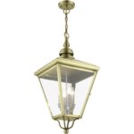 27378-01 4 Light Antique Brass Outdoor Extra Large Pendant Lantern with Brushed Nickel Finish Cluster-Lighting LumensLantern