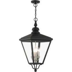 27378-04 4 Light Black Outdoor Extra Large Pendant Lantern with Brushed Nickel Finish Cluster-Lighting LumensLantern