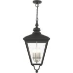 27378-04 4 Light Black Outdoor Extra Large Pendant Lantern with Brushed Nickel Finish Cluster-Lighting LumensLantern